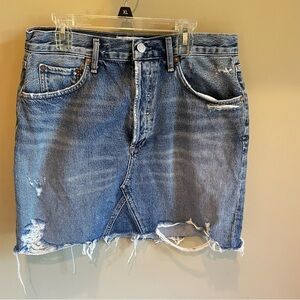 AGOLDE size 28 Buttonfly Distressed Denim Skirt